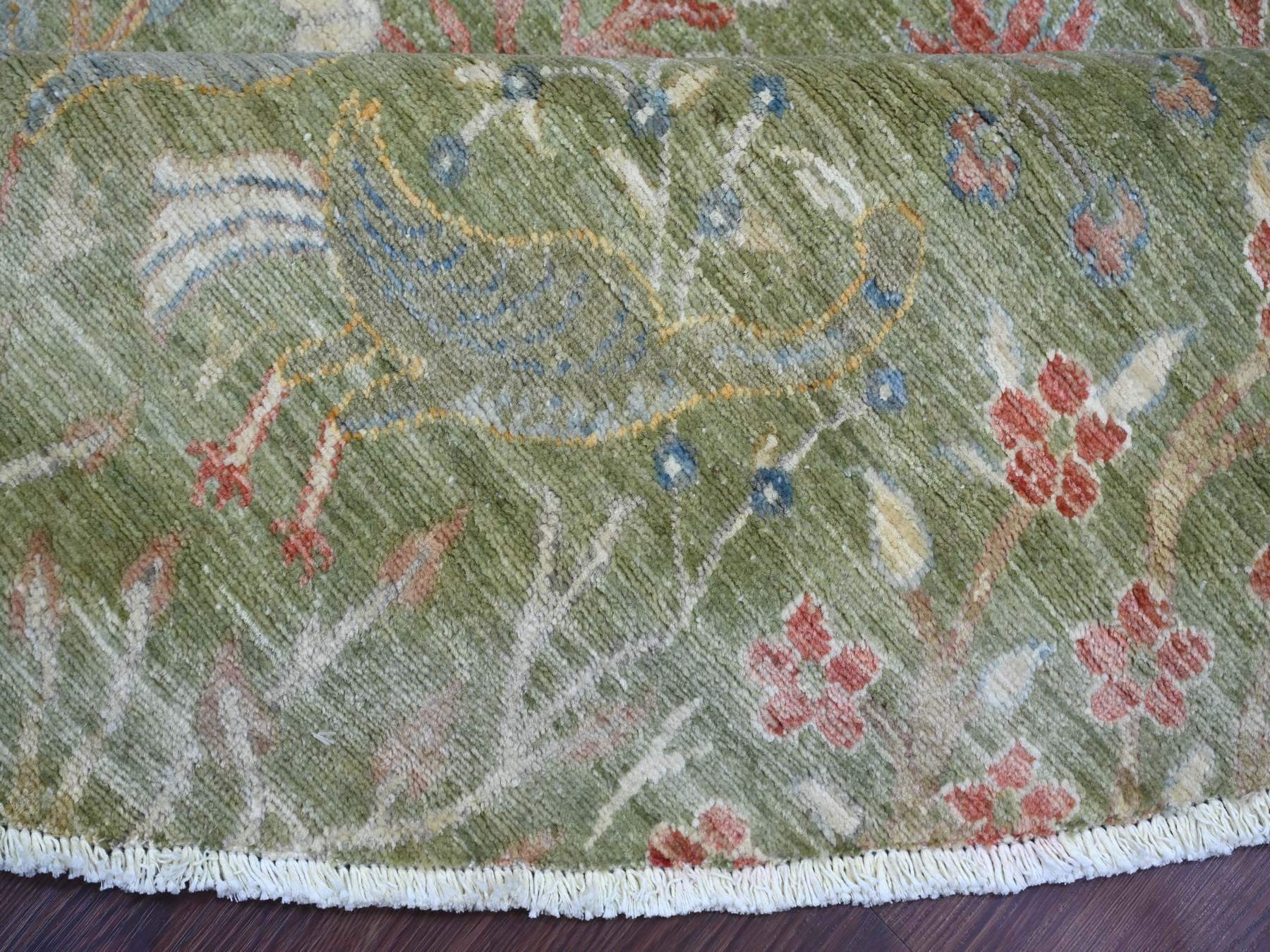 8'x8' Pickle Green, Afghan Peshawar with Colorful Birds of Paradise ...