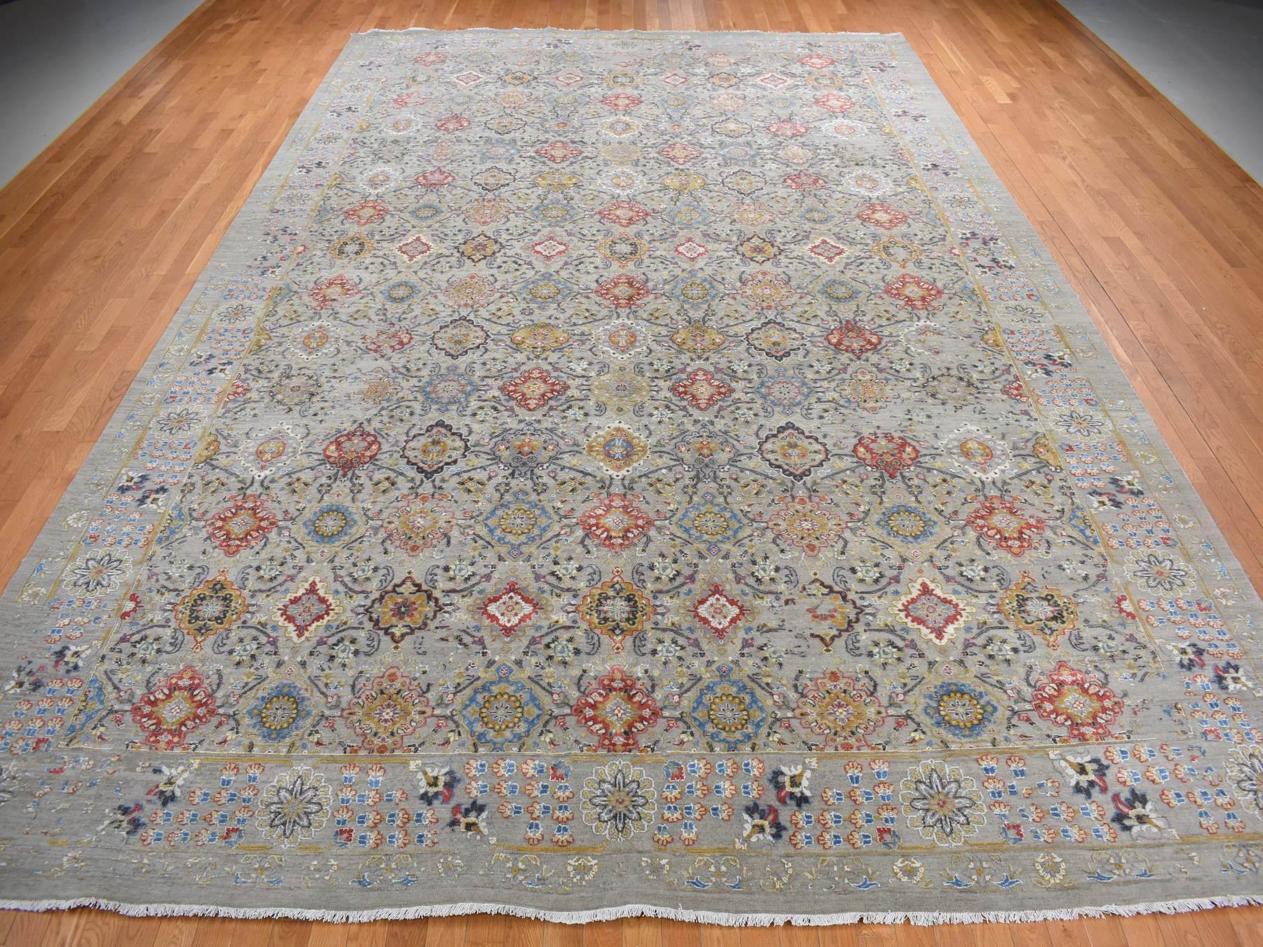 Revival Rugs Salt Biscotti 12'x18' Biscotti Beige THE SUNSET ROSETTES, Broken and Erased Persian ...
