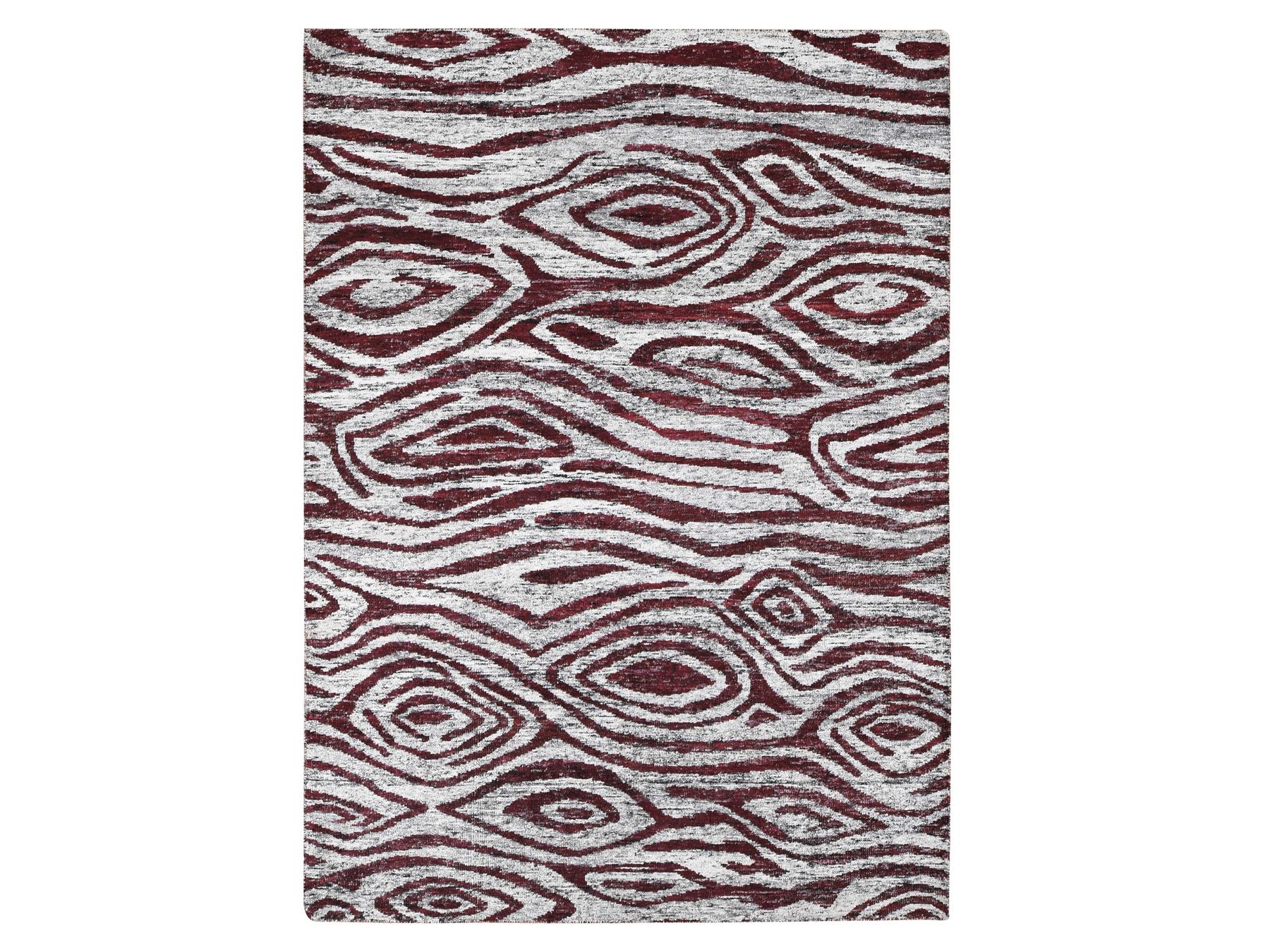 Man Made Rug 9'x11'7'' Ivory, Man Made Silk, Hand Knotted with Tree Bark Design and ...