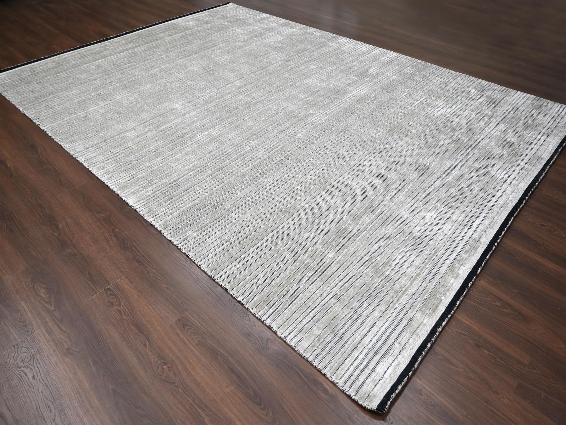 Thick Line Rug 10'x14' Taupe, Modern Textured and Variegated Line Design, Wool and ...