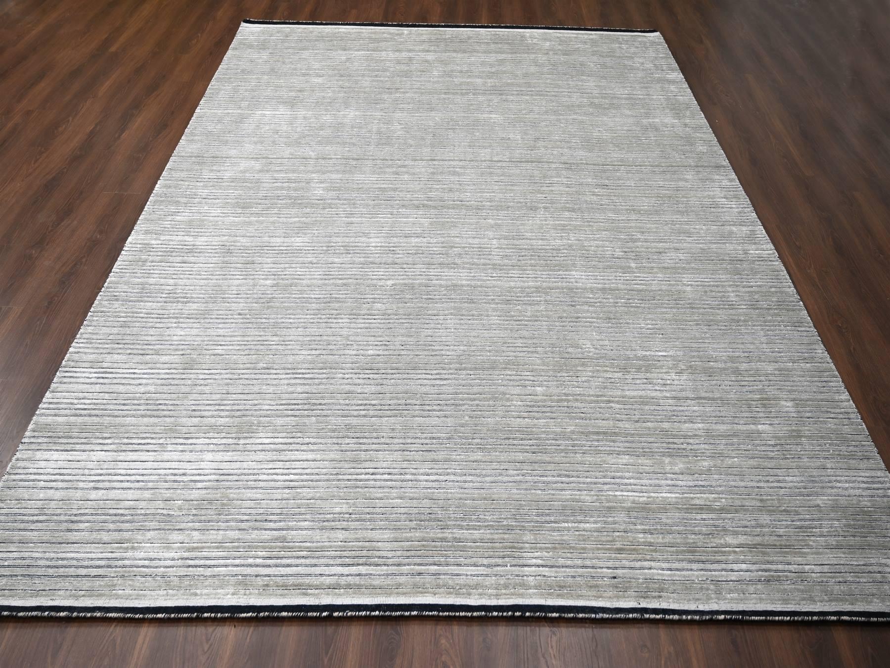 Thick Line Rug 10'x14' Taupe and Black, Modern Textured and Variegated Line Design ...