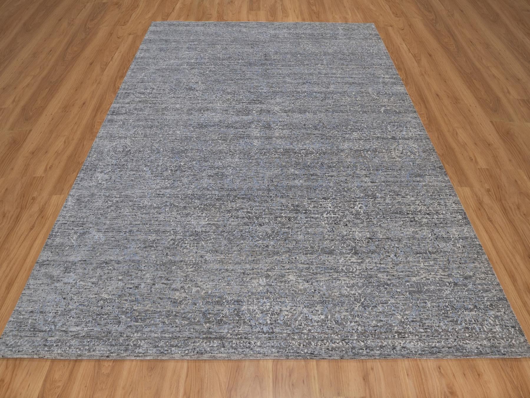 Gray Tone Rugs 8'x10' Dove Gray, Tone on Tone Design, Modern, Hand Knotted, 100% Wool ...